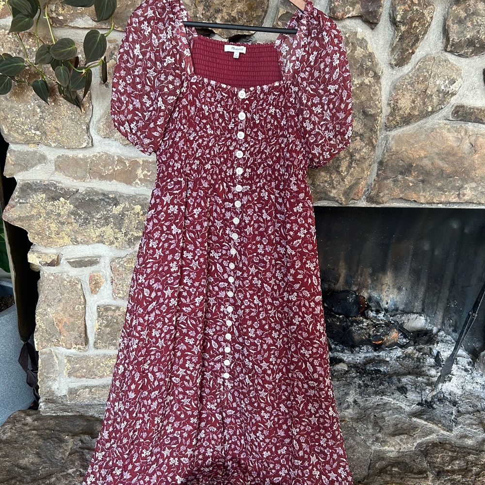 Madewell Floral Burgundy Dress